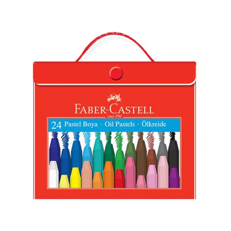 faber castell pastel boya plastik çantalı 24 renk